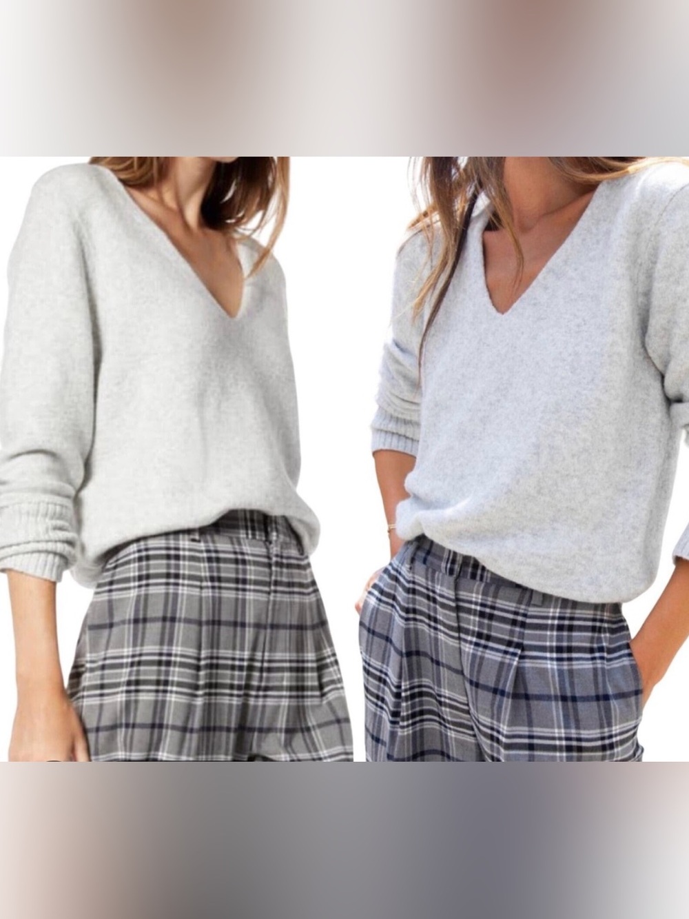 Something Navy V-Neck Sweater in Gray Size Small